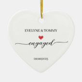 Personalized Names and Date Engagement Heart- Keramisch Ornament (Voorkant)