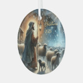 Personalized Nativity Shepherd Glas Ornament (Voorkant links)