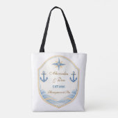 Personalized Nautical Honeymoon Crest Draagtas (Achterkant)