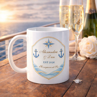 Personalized Nautical Honeymoon Crest Koffiemok