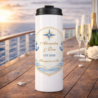Personalized Nautical Honeymoon Crest Thermosbeker