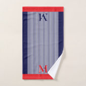 Personalized Navy And Bright Red Nautical Aesthet (Serviette à main)