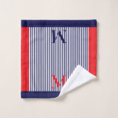 Personalized Navy And Bright Red Nautical Aesthet (Gant de toilette)
