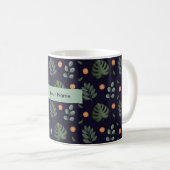 Personalized Navy Blue Botanical Floral Mug (Devant droit)