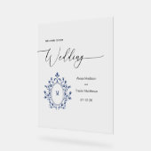 Personalized Navy Blue Monogram Wedding sign Acryl Bord (Hoek)