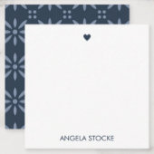 Personalized Navy Blue Retro Flower Notitiekaartje