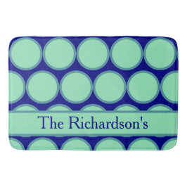 Personalized Navy Mint Polka Dot Pattern Modern Badmat