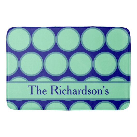 Personalized Navy Mint Polka Dot Pattern Modern  Badmat (Voorkant)
