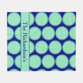 Personalized Navy Mint Polka Dot Pattern Modern Fleece Deken (Voorkant (Horizontaal))