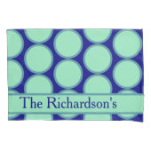Personalized Navy Mint Polka Dot Pattern Modern Kussensloop (Voorkant)