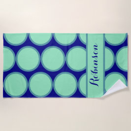 Personalized Navy Mint Polka Dot Pattern Modern Strandlaken