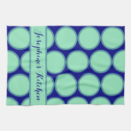 Personalized Navy Mint Polka Dot Pattern Modern Theedoek