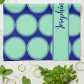 Personalized Navy Mint Polka Dot Pattern Modern Theedoek (Gevouwen)