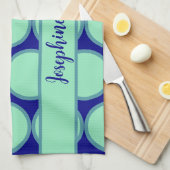 Personalized Navy Mint Polka Dot Pattern Modern Theedoek (Quarter Fold)
