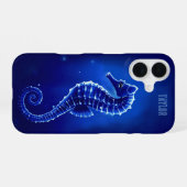 Personalized Neon Blue Seahorse        iPhone 16 Hoesje (Achterkant horizontaal)