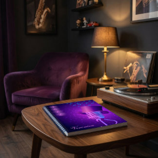 Personalized Neon Jazz Music Spiral Notebook Notitieboek