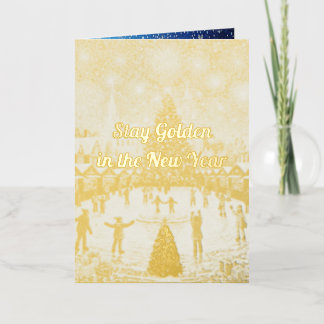 Personalized New Year's greetings in gold  Folie Feestdagenkaart