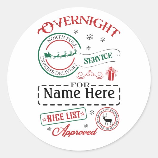 Personalized North Pole Express Delivery Sticker (Devant)