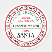 Personalized North Pole Santa Name Sticker (Devant)