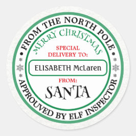 Personalized North Pole Santa Name Sticker