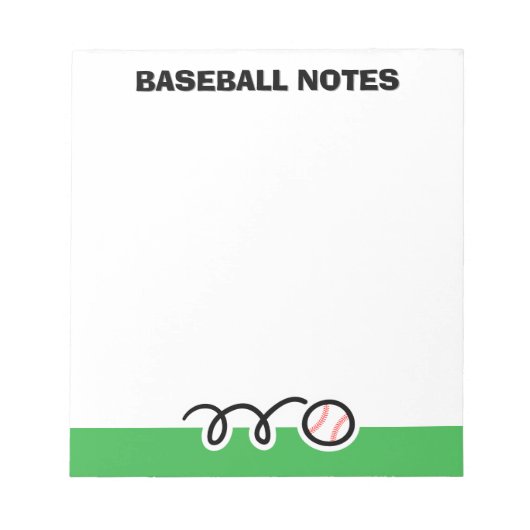 Personalized notepad with quirky baseball design notitieblok (Voorkant)