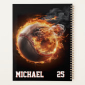 Personalized Number and Name Baseball Ball on Fire Planner (Achterkant)