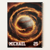 Personalized Number and Name Baseball Ball on Fire Planner (Achterkant)