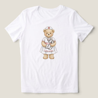 Personalized Nurse Teddy Bear Custom Name Nursing  Tri-Blend Shirt