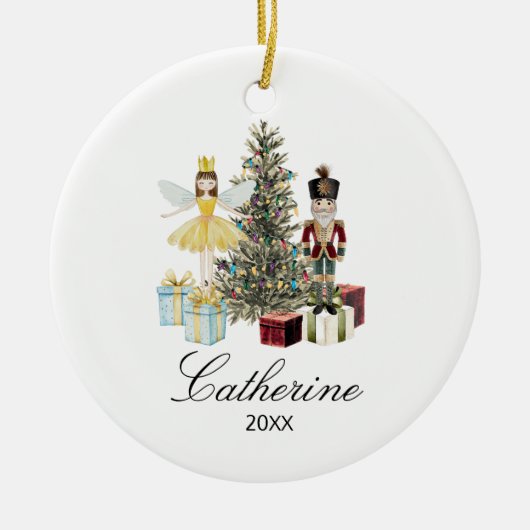 Personalized Nutcracker and Fairy Christmas Tree Keramisch Ornament (Voorkant)