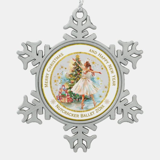 Personalized Nutcracker Ballet Christmas - Gift Tin Sneeuwvlok Ornament (Voorkant)
