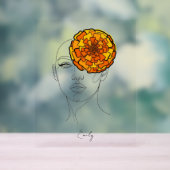 Personalized October Birth Flower Portrait Acryl Bord (Neutraal)