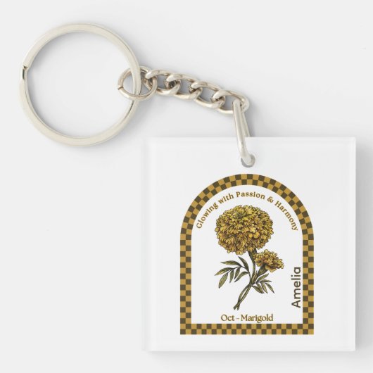 Personalized October Birth Month Flower  Sleutelhanger (voorkant)