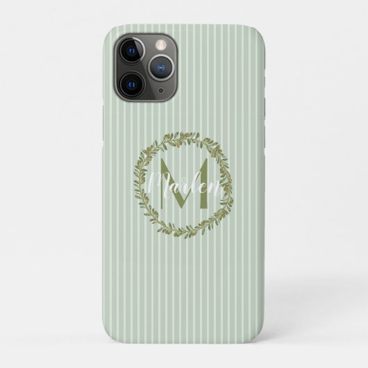Personalized Olive Wreath Monogram  Case-Mate iPhone Case (Achterkant)
