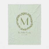 Personalized Olive Wreath Monogram  Fleece Deken (Voorkant)