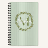 Personalized Olive Wreath Monogram  Notitieboek (Voorkant)