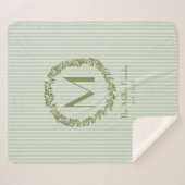 Personalized Olive Wreath Monogram  Sherpa Deken (Voorkant (horizontaal))