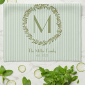 Personalized Olive Wreath Monogram  Theedoek (Gevouwen)