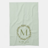 Personalized Olive Wreath Monogram  Theedoek (Verticaal)