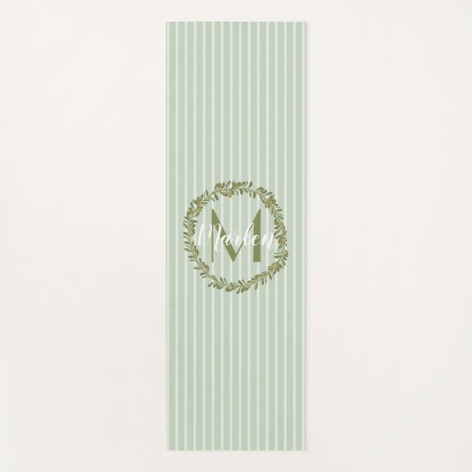 Personalized Olive Wreath Monogram Yogamat (Voorkant)