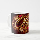 Personalized Olivia Mug Pink Hearts Gold Romantic  (Devant gauche)