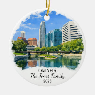 Personalized Omaha Ornament, Custom Nebraska Keramisch Ornament