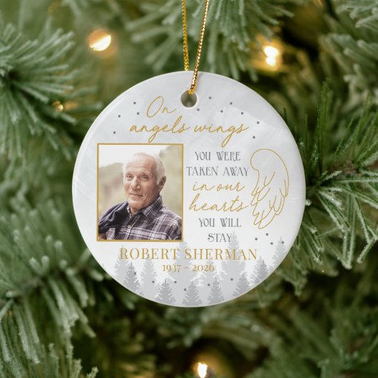 Personalized On Angels Wings Photo Ornament (Boom)