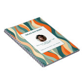 Personalized Orange and Teal Wave Patterned  Notitieboek (Rechterzijde)