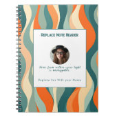 Personalized Orange and Teal Wave Patterned  Notitieboek (Voorkant)