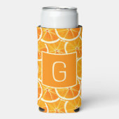 Personalized Orange Citrus Monogram Can Cooler (Seltzer Voorkant)