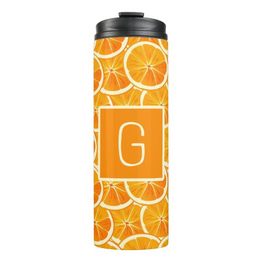 Personalized Orange Citrus Monogram Thermosbeker (Voorkant)