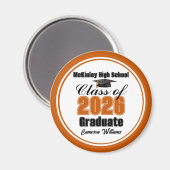 Personalized Orange Class of 2026 Graduation Party Magneet (Voorkant / Achterkant)