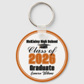 Personalized Orange Class of 2026 Graduation Party Sleutelhanger (Achterkant)