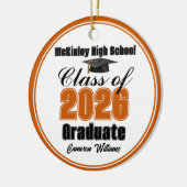 Personalized Orange Class of 2026 Graduation Photo Keramisch Ornament (Links)