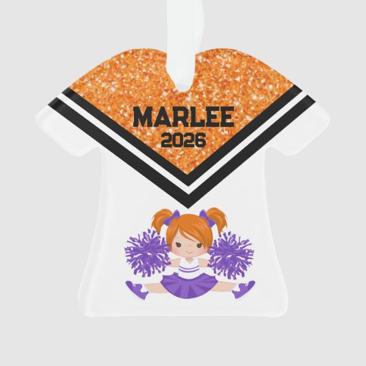 Personalized Orange & Purple Cheer Ornament  (devant)